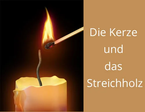 Weise Geschichte zwischen Zündholz und Kerze